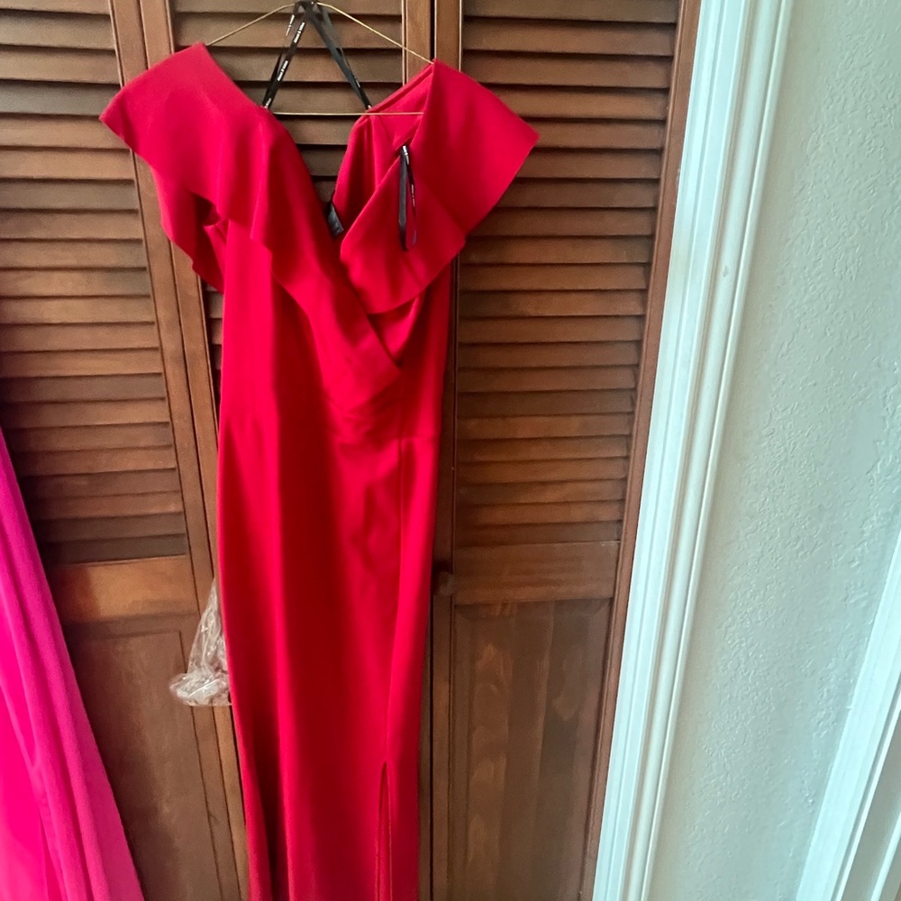 Red wedding guest formal dress